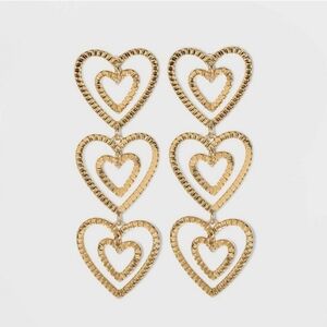 🔹️SUGARFIX🔹️ by Baublebar Stacked Gold Heart Drop Earrings  ✨️🍍